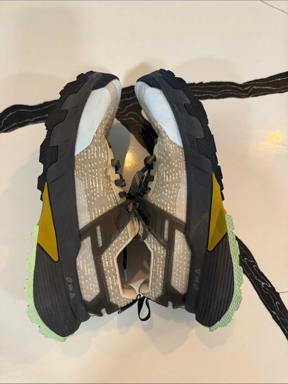 Salewa Women’s Beige Trail Running Shoes with Mint Accent